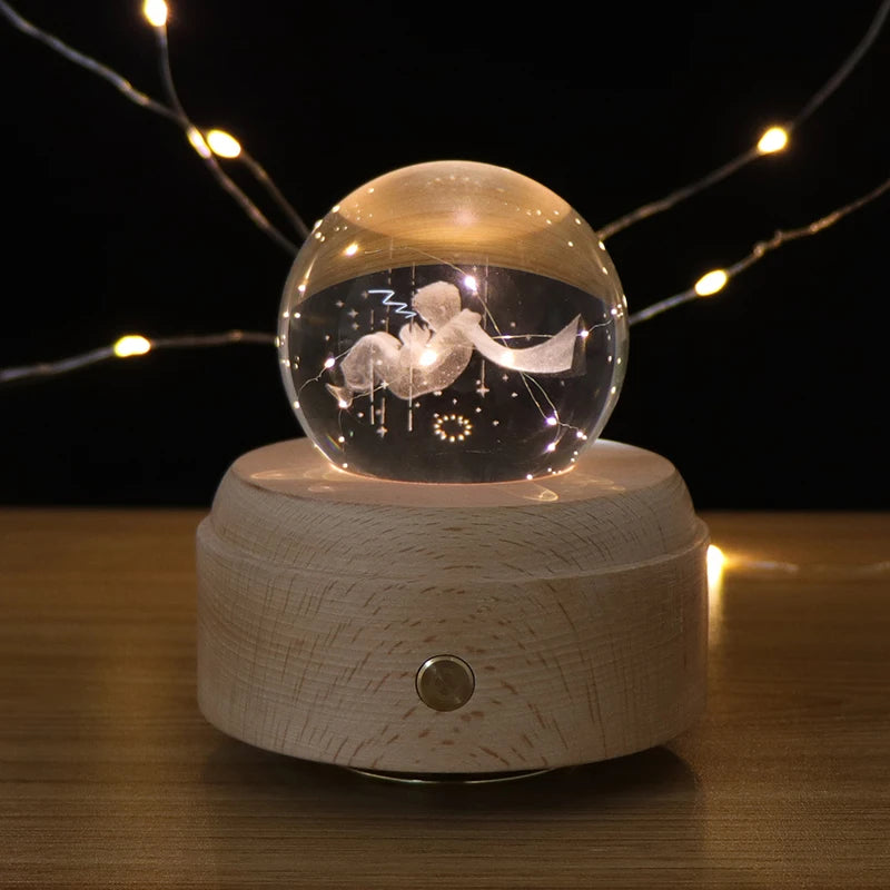 Creative Electronic Gift Lamp Decoration 3D Crystal Ball Night Light With Rotating Music