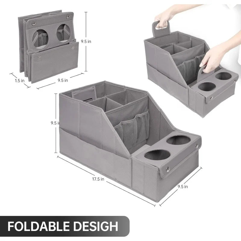 Car Backseat Organizer with 11 Pockets & 2 Cup Holders Durable Oxford Fabric Anti-Slip