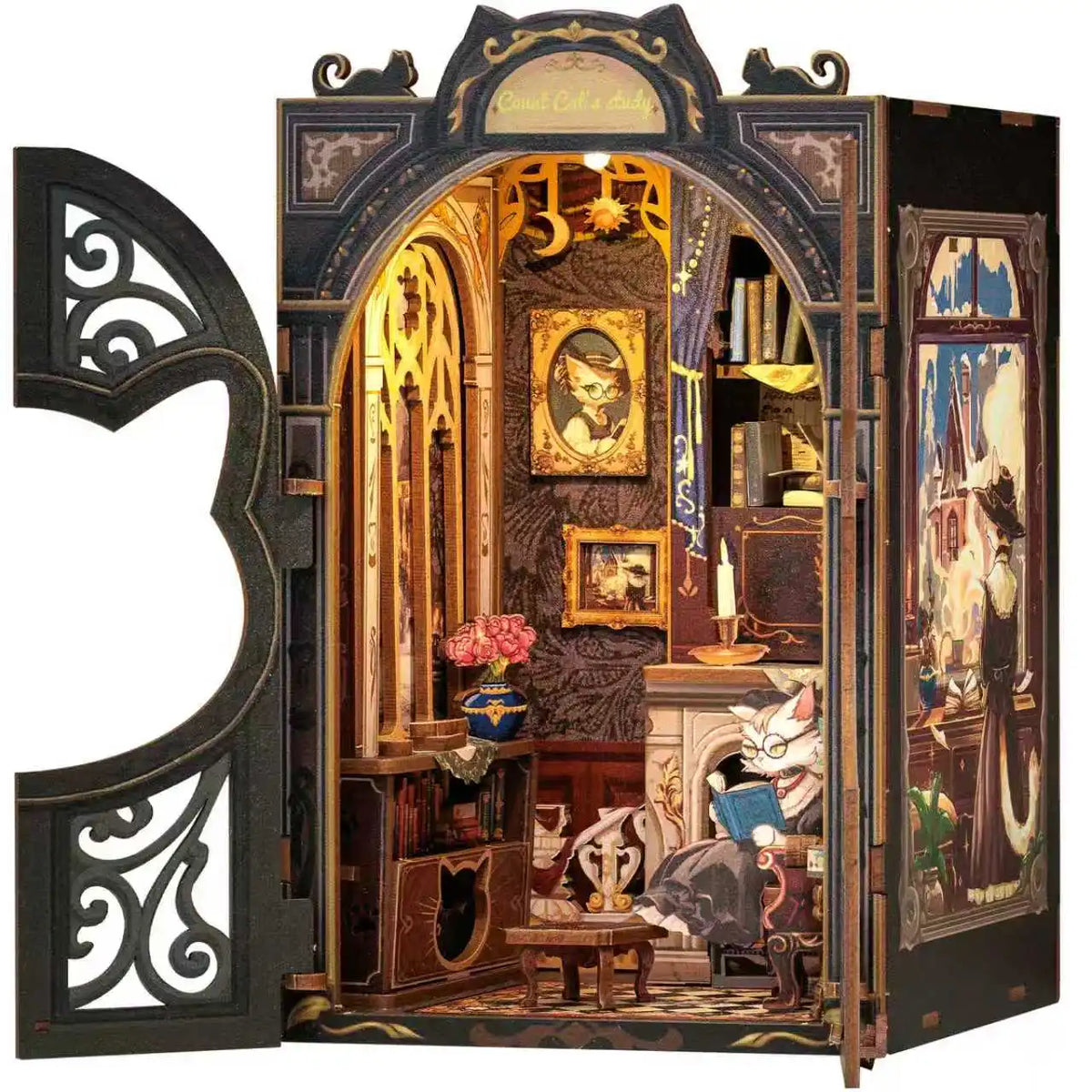 Top Gift DIY Book Nook 3D Wooden Puzzle Miniature House DIY Craft Kit Assembled Wooden Toy