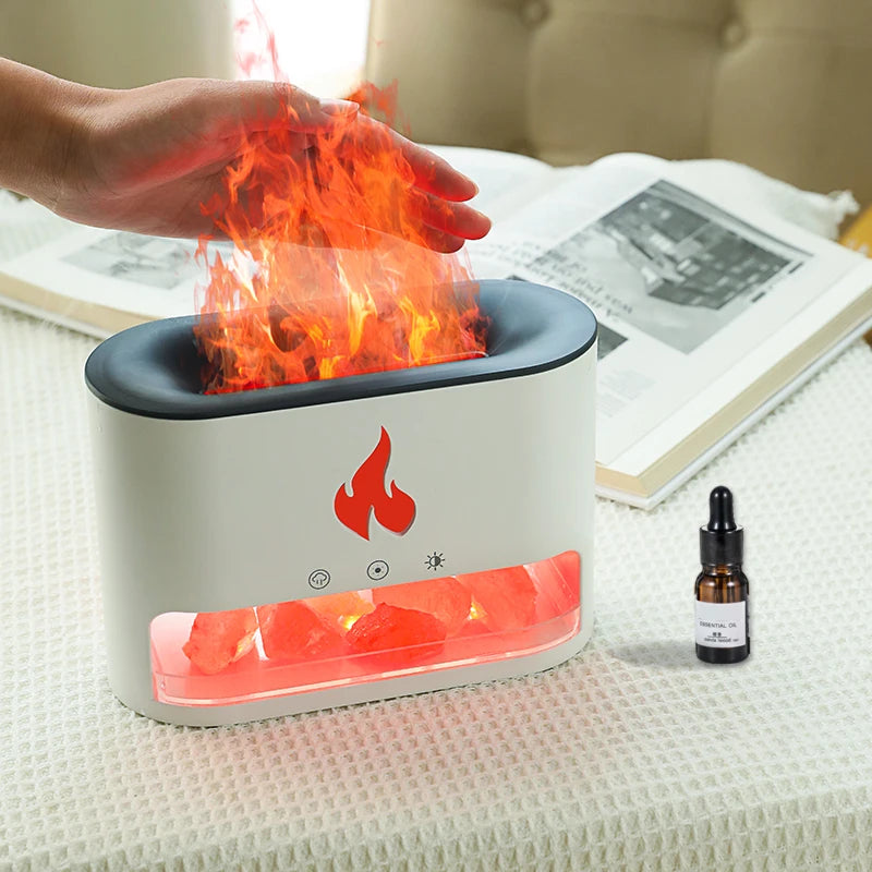 USB Volcano 3D Flame Humidifier Blue Fire Salt Stone Flame Aroma Diffuser Humidifier