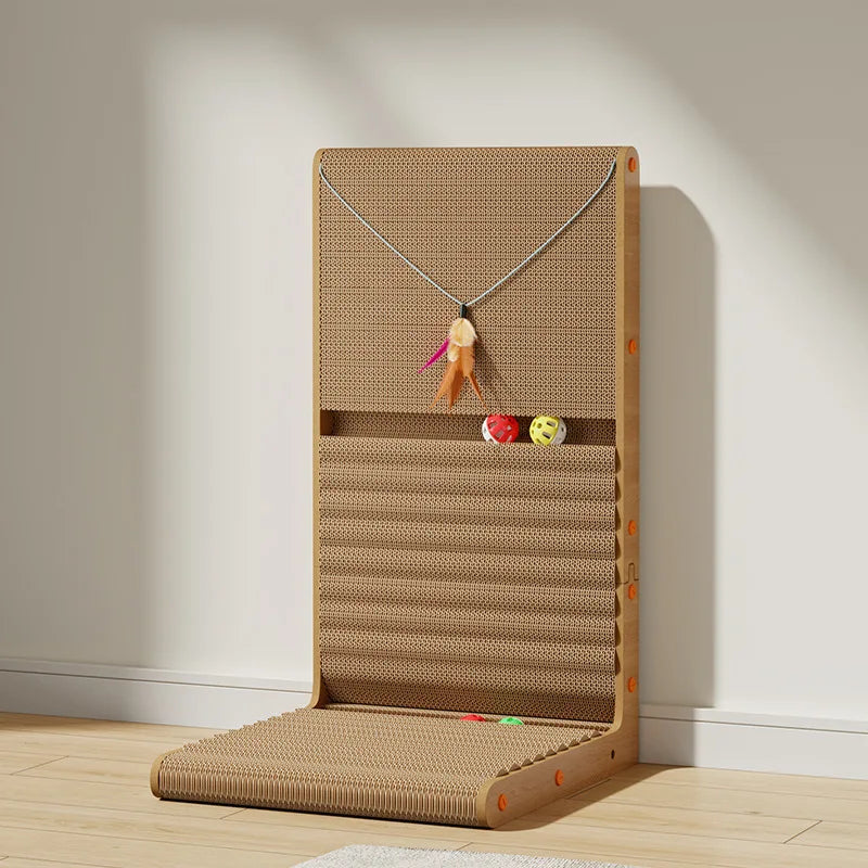 New Cat Scratching Board, Standing Corrugated Cardboard with Bell Ball, Durable Pet