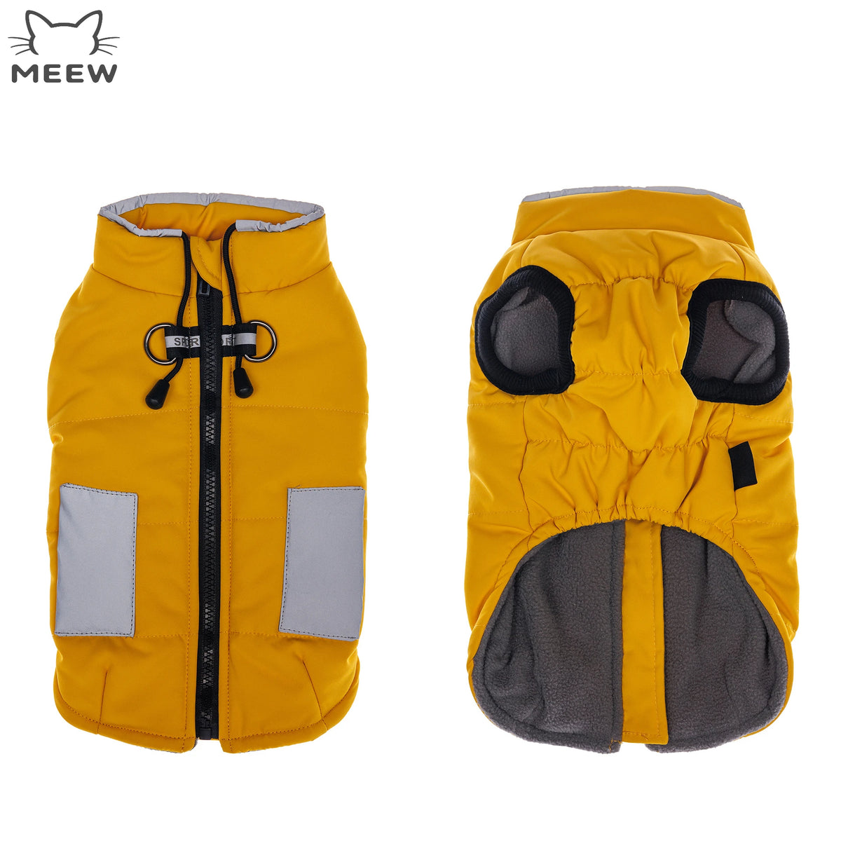 Water Resistant Pet Puffer Vest Reflective Pocket Design Dog Warm Jacket With Leash Ring