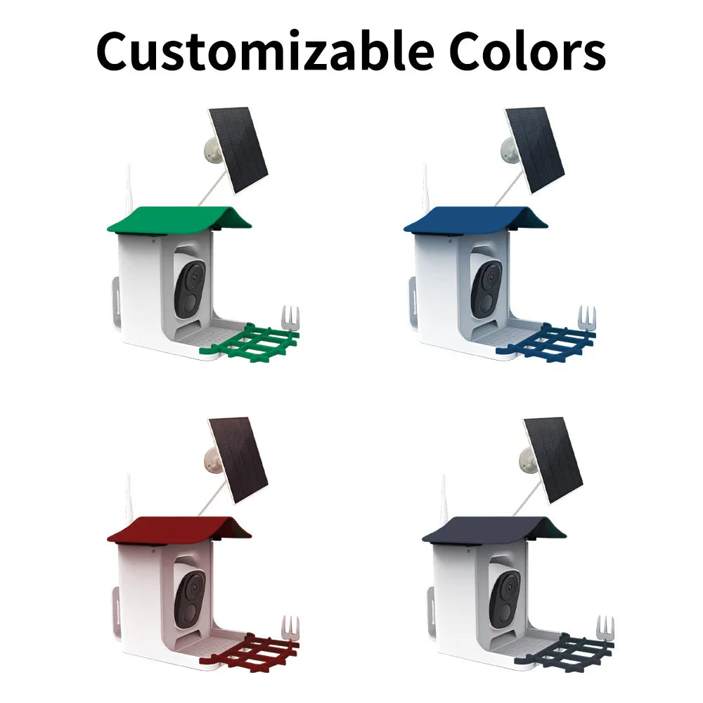 Bird Feeder Camera with AI Bird Recognition Solar-Powered Voice Intercom & Full-Color