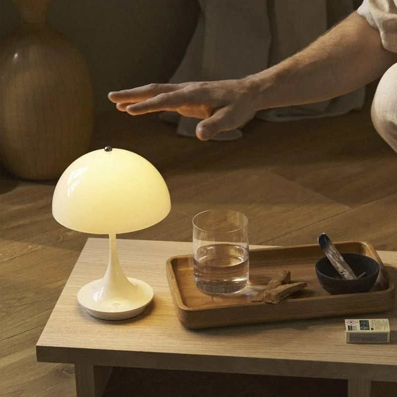 Mushroom Table Lamp, Portable USB Rechargeable LED Lamp with Touch Control
