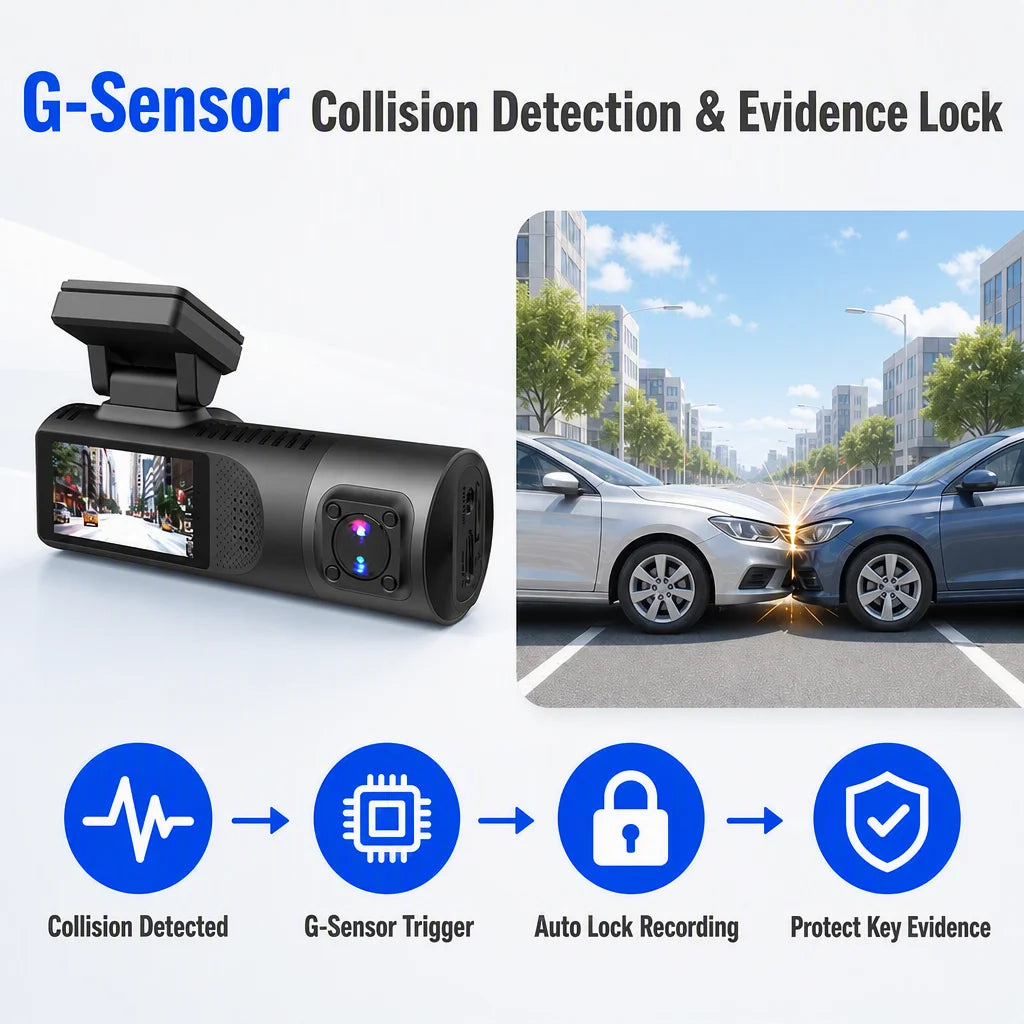 VS105E 3 Lens Black Box 1440P Dash Cam Front Inside Rear 3 Channel Car DVR with 1.97 Inch
