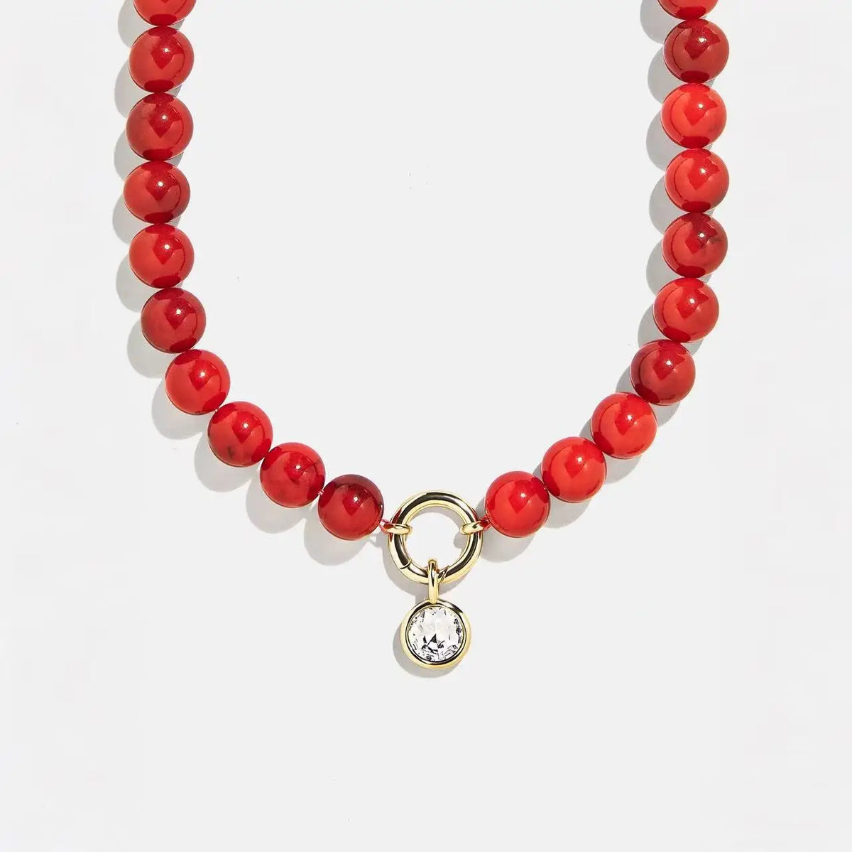 Stainless Steel O Shape Necklaces Trendy 18K Gold Plated Multi Color Round Beaded Water