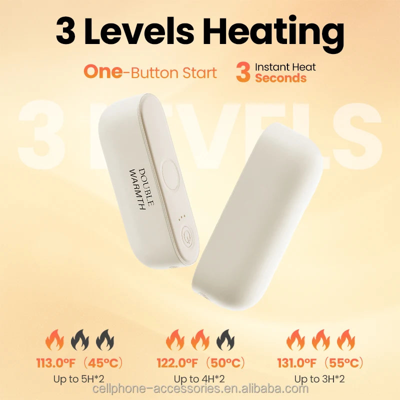 Magnetic Hand Warmer 2-in-1 Power Bank 3 Heat Settings Simple Design Portable