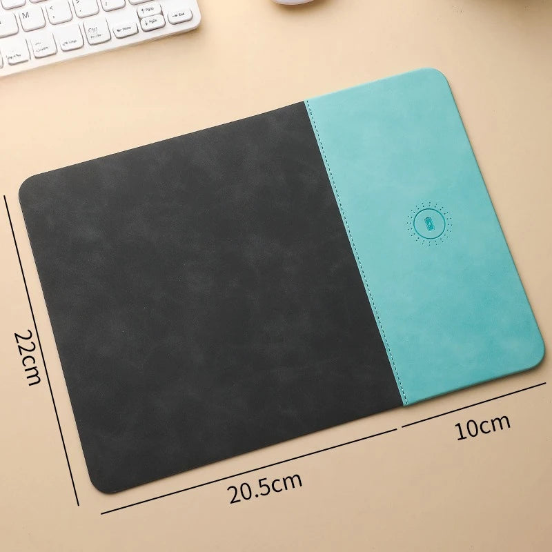 15W Fast Wireless Charging Mouse Pad, Small PU Leather Non-Slip Desk Mat with for Office