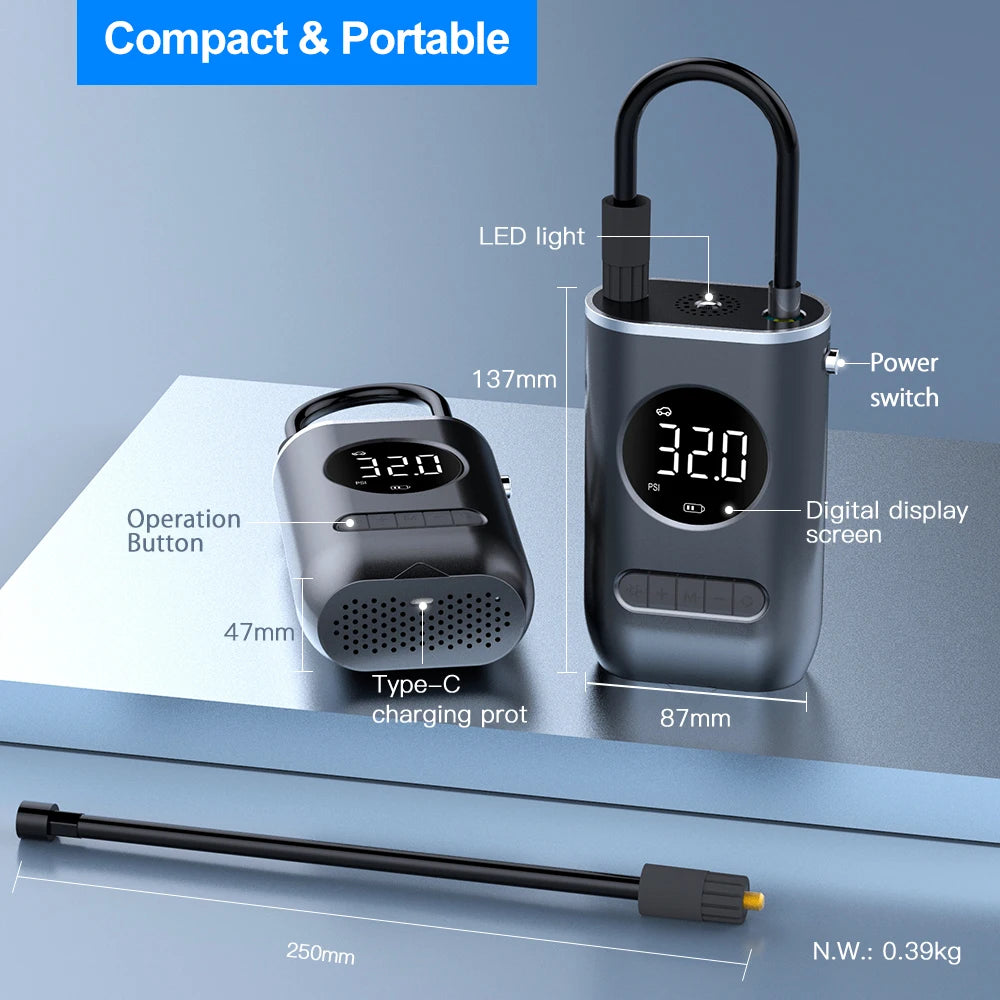 Automatic Rechargeable Electric Mini Digital Wireless Portable Cordless Tyre Inflator Car