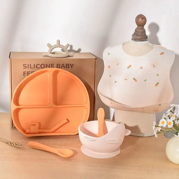BPA-Free Silicone Baby Feeding Set for Training Infant Weaning Eating Utensils