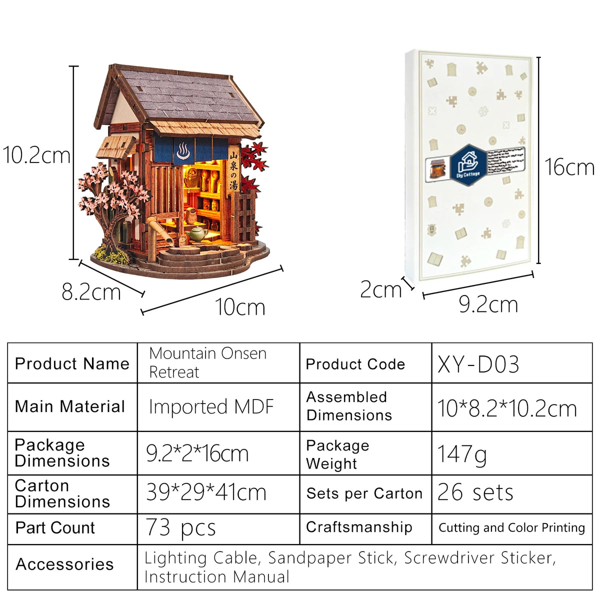 DIY Japanese Architecture Wooden Book Nook Kit 3D Puzzle Miniature House with LED Light