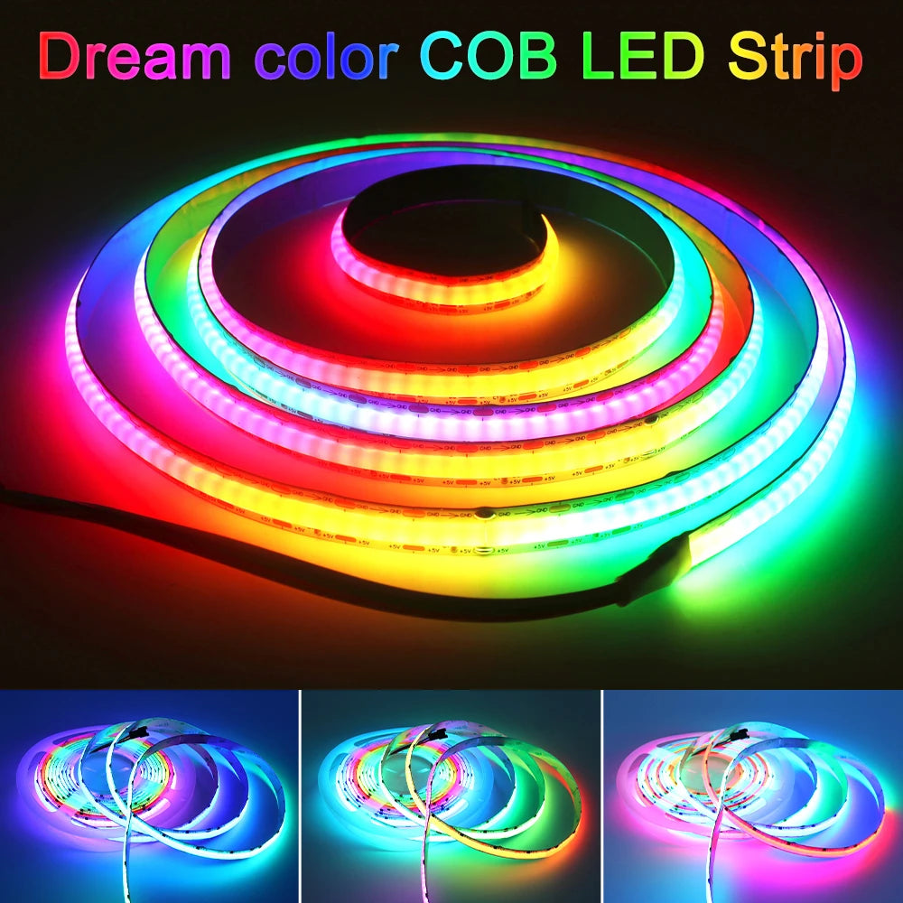 Waterproof Flexible RGBW 24V 3mm Copper LED COB Strip Light with Remote Control and Wi-Fi