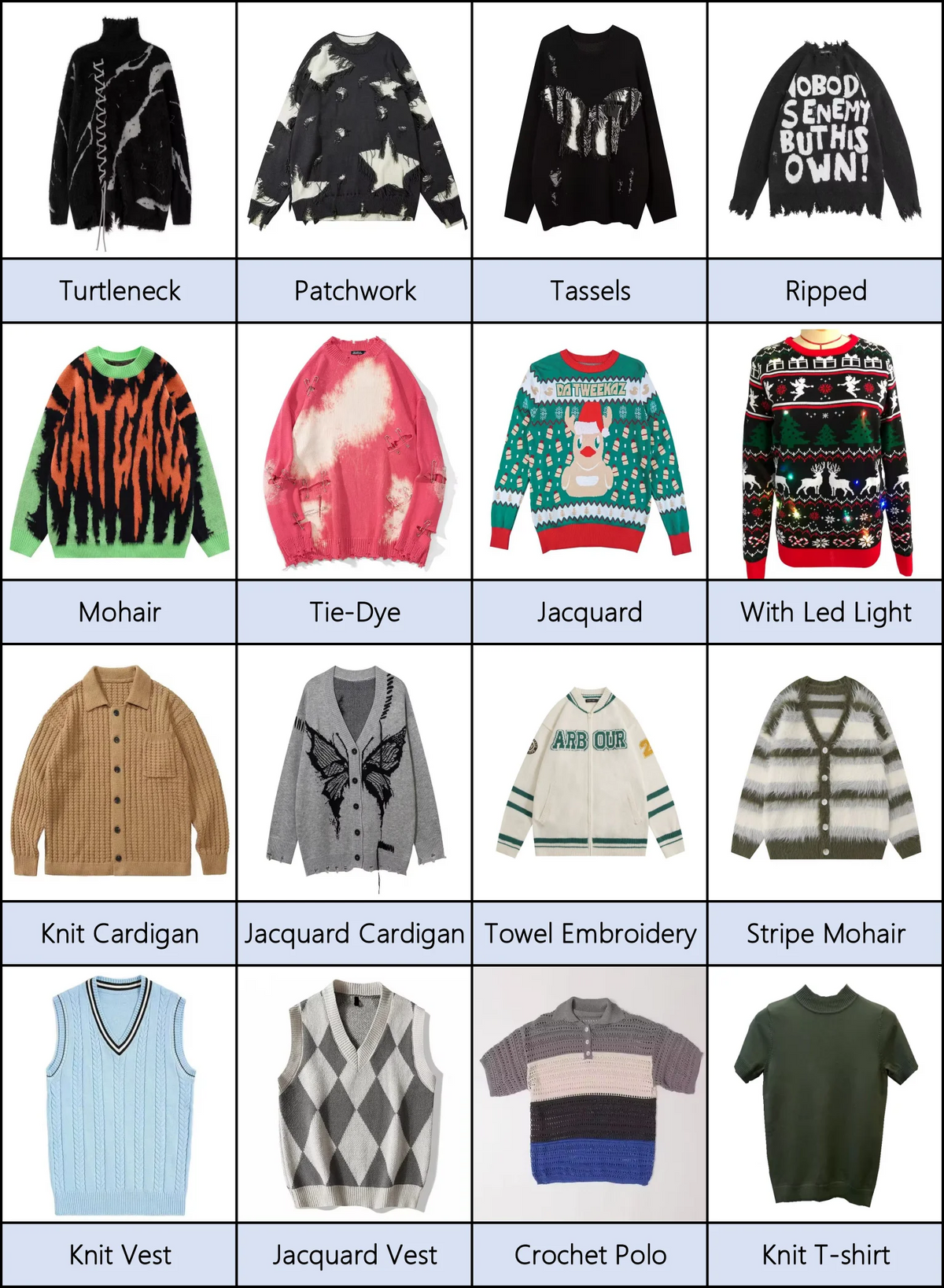 Custom Men'S Cozy Halloween Skeleton Knit Ripped Sweater Casual Stretch Crew Neck