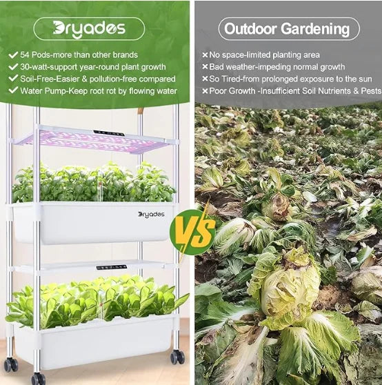 Indoor Eco-Friendly Hydroponic Growing System 54 Pods Herbs Vegetable/Fruit Kit Large