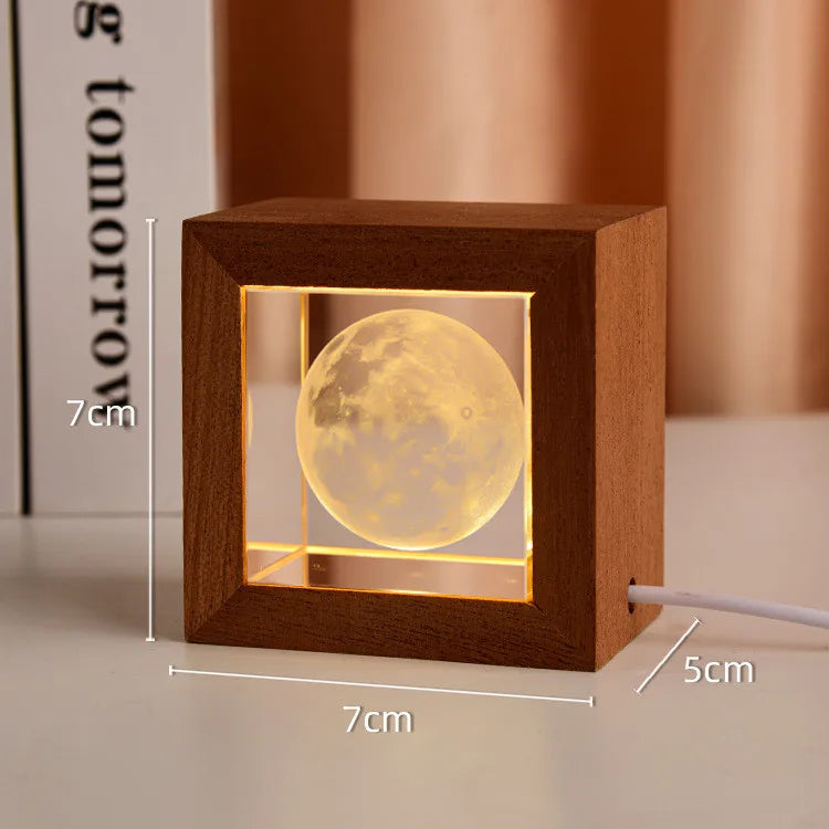 Crystal Cube Creative Ornaments Handmade Laser Engraved Fairy Style 3D Night Lights
