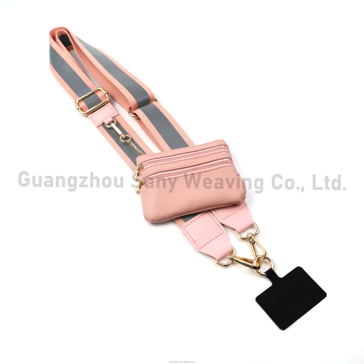 Reflective Strip Phone Strap With Zippered Pouch Adjustable Cellphone Lanyard Crossbody