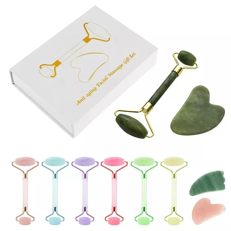 Jade Face Roller Gua Sha Skincare Tool Kit Gift Packaging Box Facial Roller and Guasha