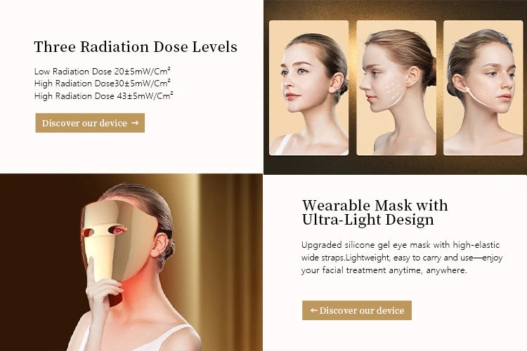 Customized 630nm 850nm 7-Color Infrared Laser Silicone LED Face Mask - Phototherapy