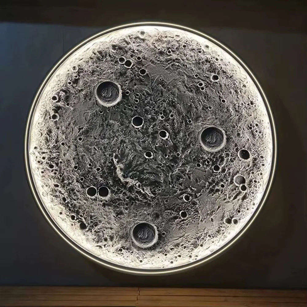Modern 3D Textured Moon Wall Lamp Creative Relief Art Sconce LED Architectural Lighting