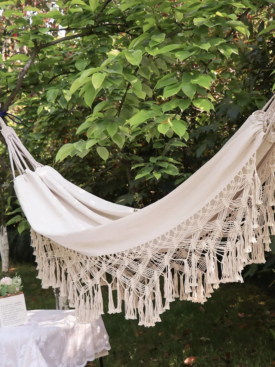 Single or Double Tassel Hammock with Swing Feature Indoor or Outdoor Use Made of Cotton