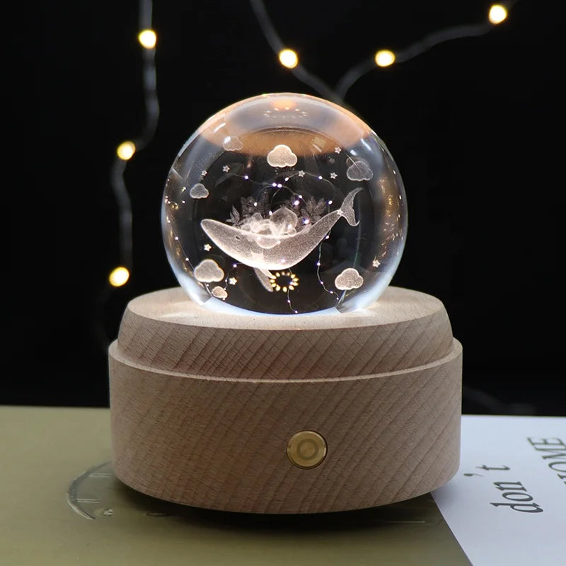 Creative Electronic Gift Lamp Decoration 3D Crystal Ball Night Light With Rotating Music