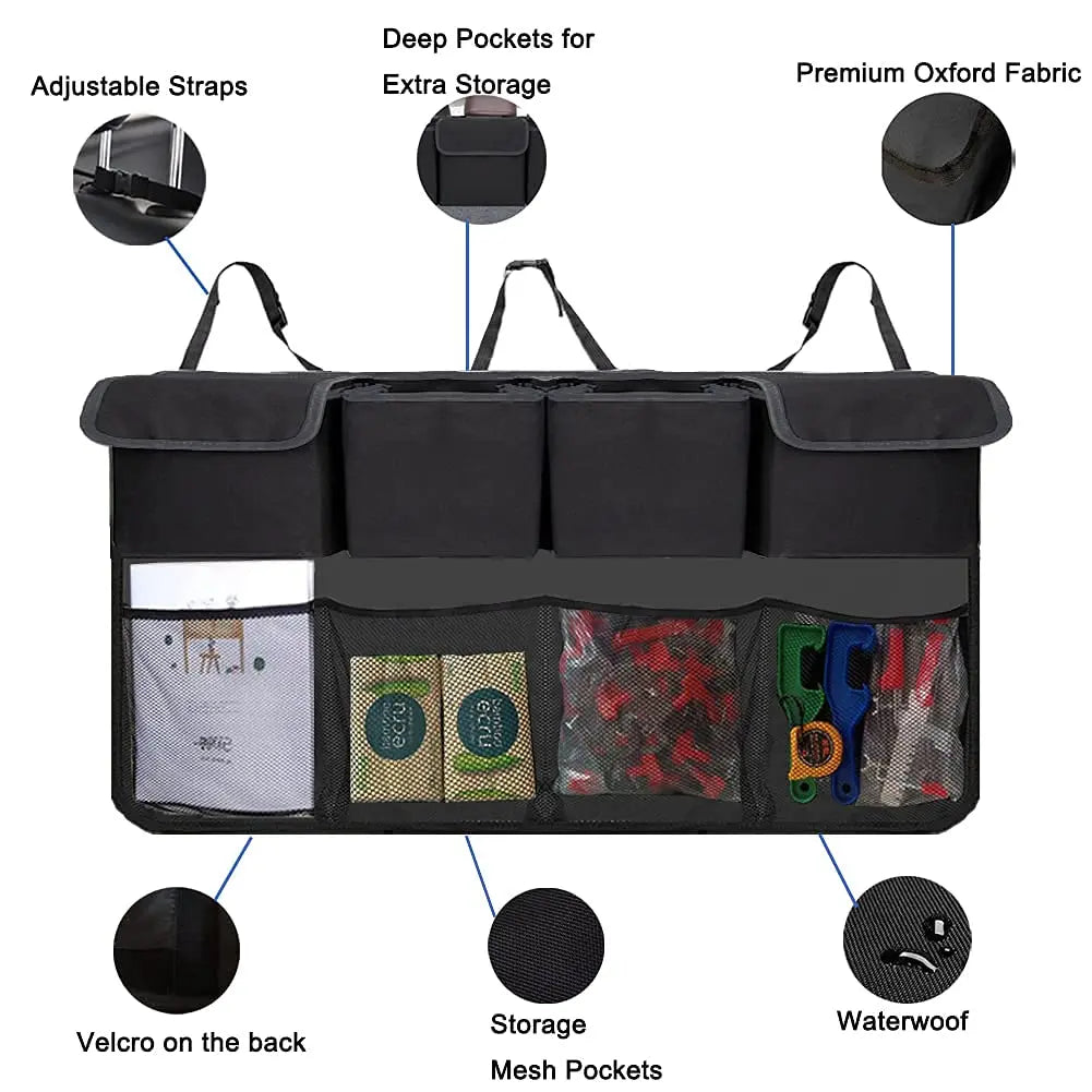 Backseat Hanging Organizer Car Organizer With 8 Large Storage Bag for SUV Trunk Space