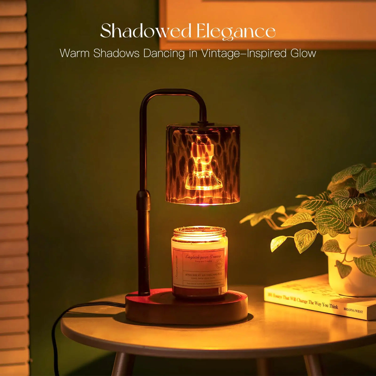Tortoise Shell Glass Candle Warmer Lamp with Timer Dimmer Leopard Print Shade Adjustable