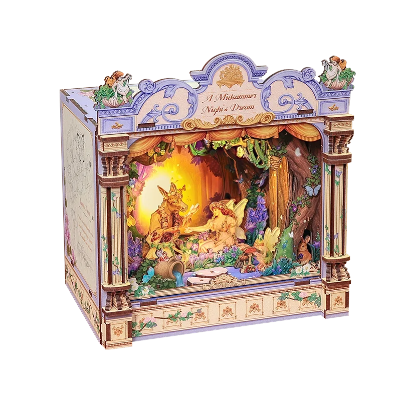 Top Gift DIY Book Nook 3D Wooden Puzzle Miniature House DIY Craft Kit Assembled Wooden Toy
