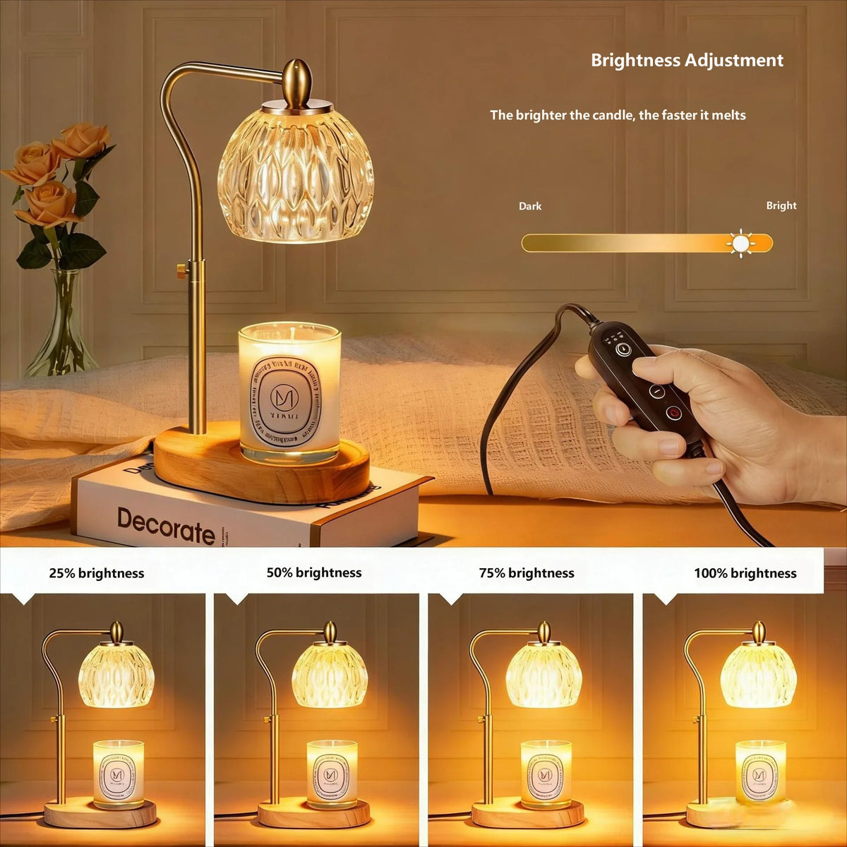 Candle Warming Lamp Flameless Candles Tinted Glass Warm Small Home Use Paraffin Wax