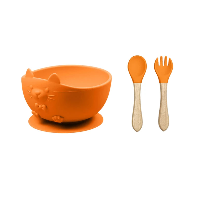 Food Grade Silicone Baby Feeding Set With Cup Bowl Plate Bib Spoon and Fork Easy Clean