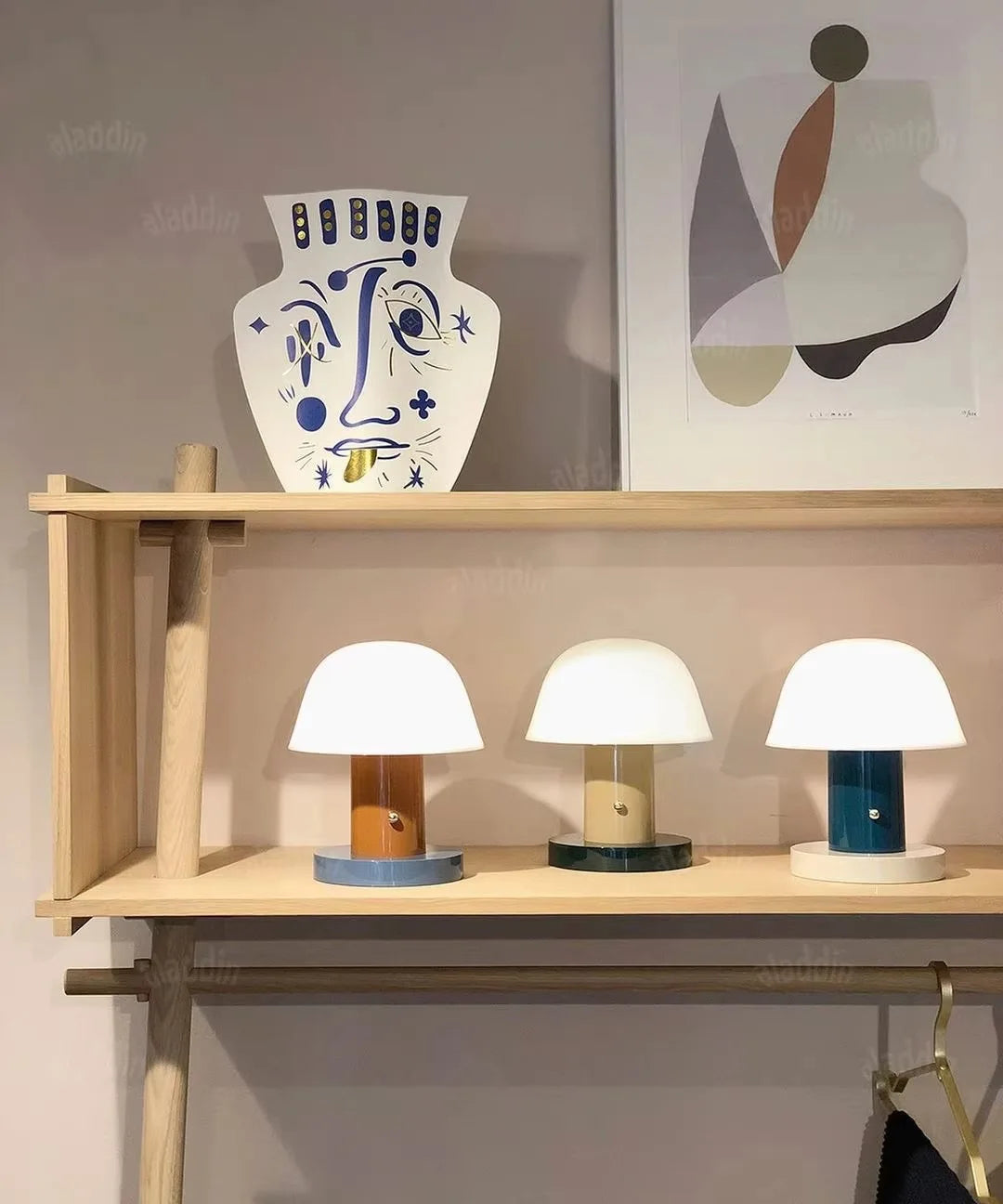 Danish Designer Mushroom Table Lamp Light Luxury Rechargeable Nordic Wireless Touch Retro