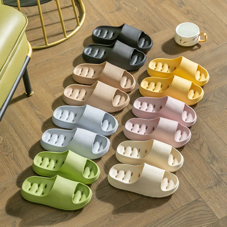 Summer Women'S Cloud-Soft EVA Thick Bottom Hollow Slippers Bath Waterproof Non-Slip Quick