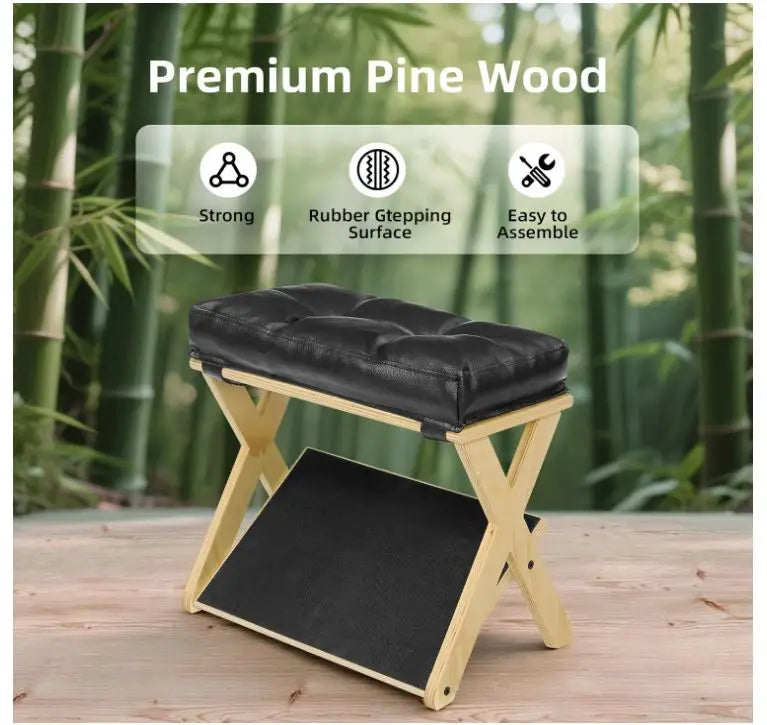 Custom Double Step Foot Rest for Under Desk At Work Wooden Footrest with Non-Slip EVA
