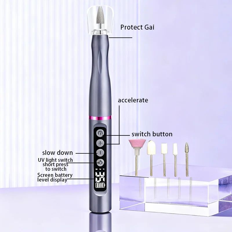 Rechargeable Nail Drill Machine 35000 RPM Professional Electric Cordless E File Portable