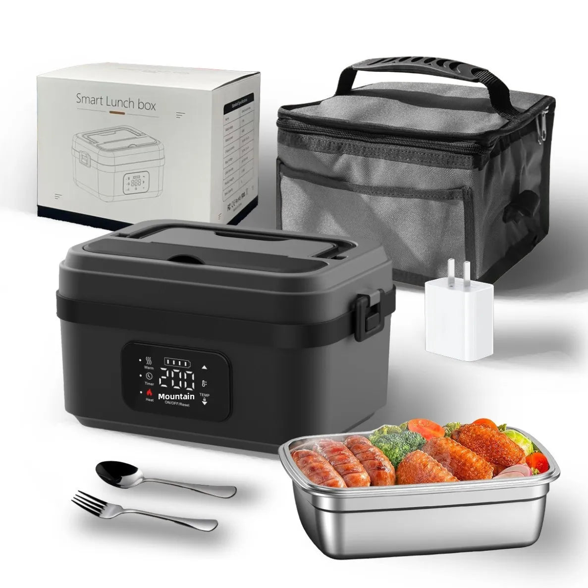 USB Electric Heating Lunch Box with Double-Layer Insulation 1L Capacity for Office