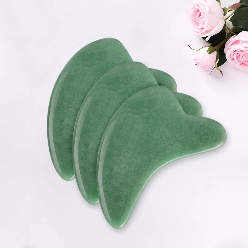 Jade Roller and Gua Sha Kit for Facial Massage, Pink or Green Stone