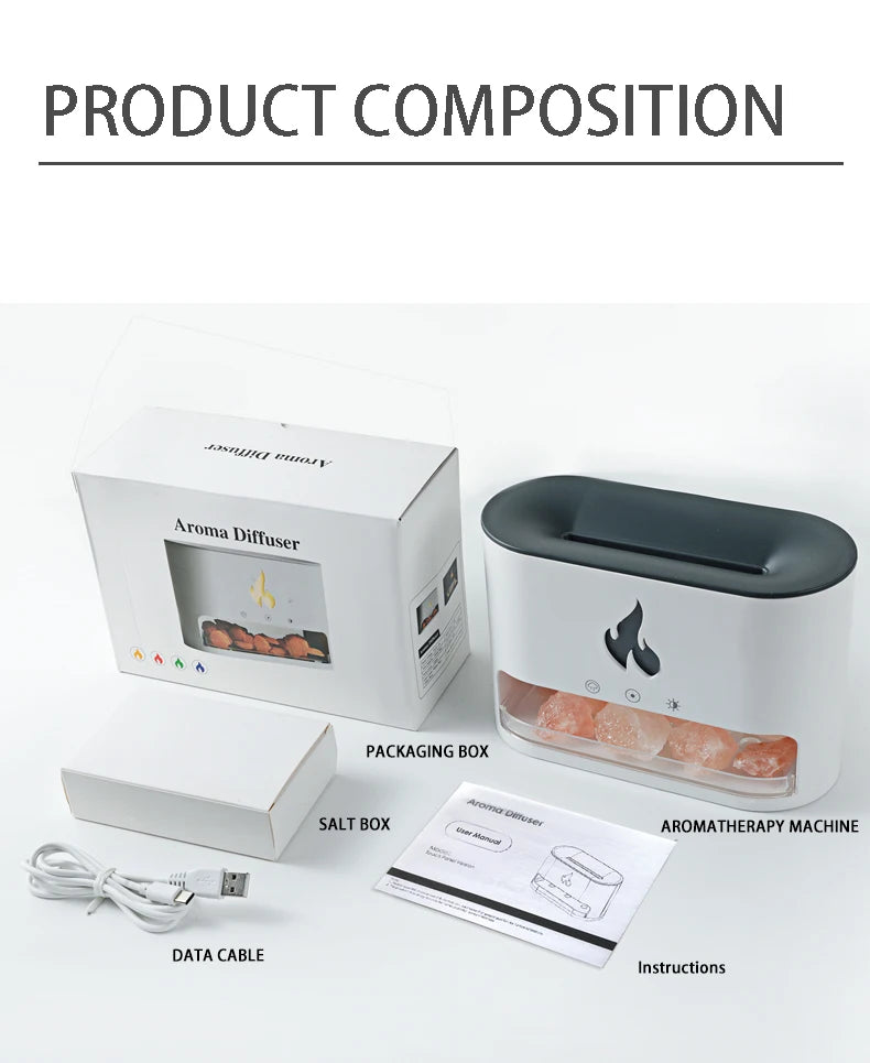 USB Volcano 3D Flame Humidifier Blue Fire Salt Stone Flame Aroma Diffuser Humidifier