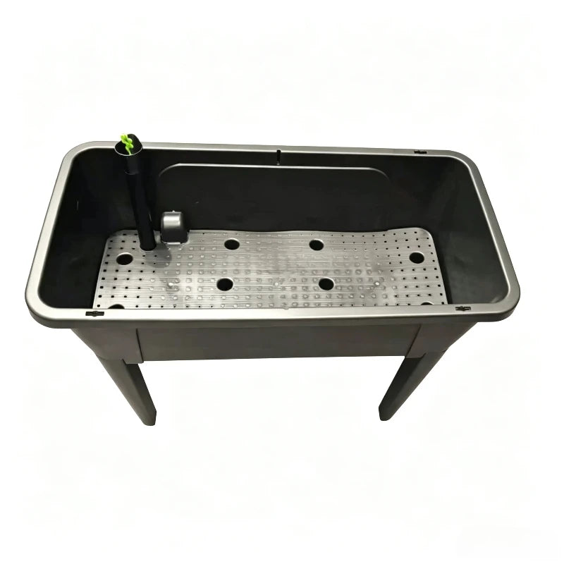 Eco-Friendly Black Plastic Self Watering Elevated Planter Box with Protecting Lid