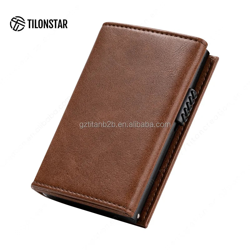Minimalist Carbon Fiber RFID Metal Wallet Smart Aluminum Wallet Men Mini Card Protector