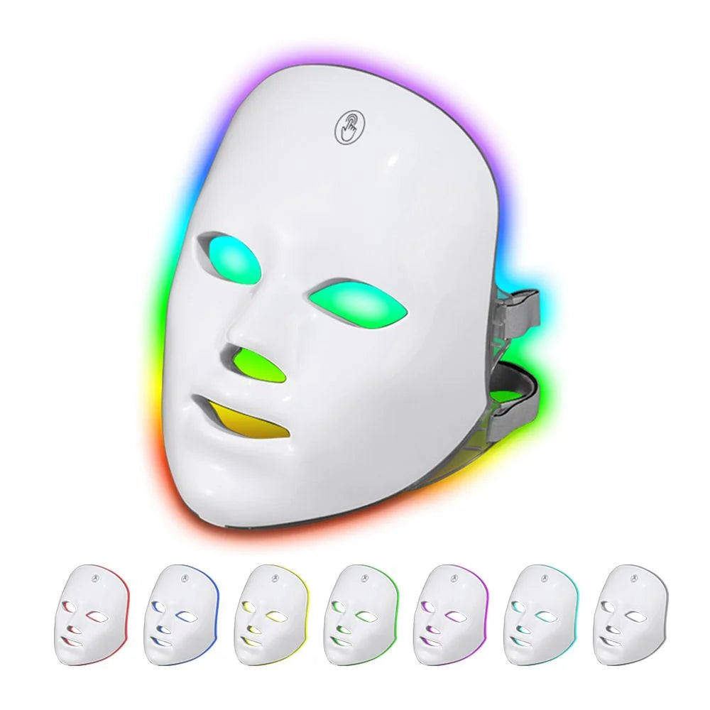Rechargeable LED Face Mask with 460/590/630/850nm Light and Adjustable Timer