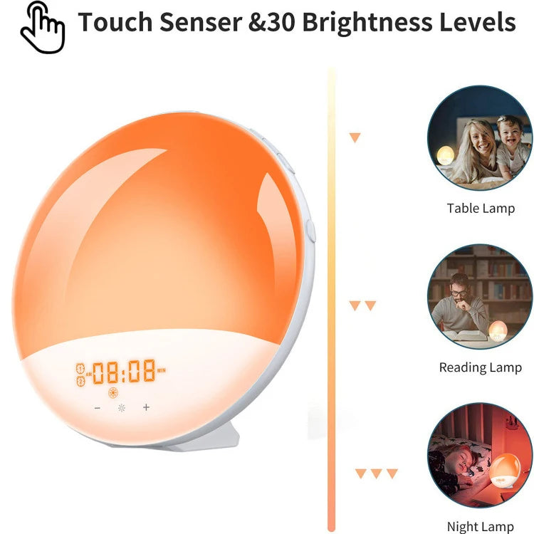 LED Table Light Speaker Smart Wake Up Light Sunrise Alarm Clock Table Lamps Decor Light