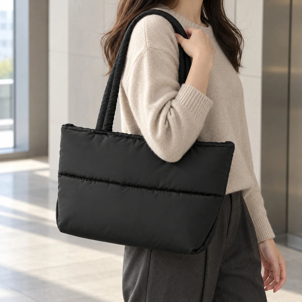 Puff Cloud Nylon Zipper Bag Korean Fall New Tote Large-Capacity High-End Fashionable