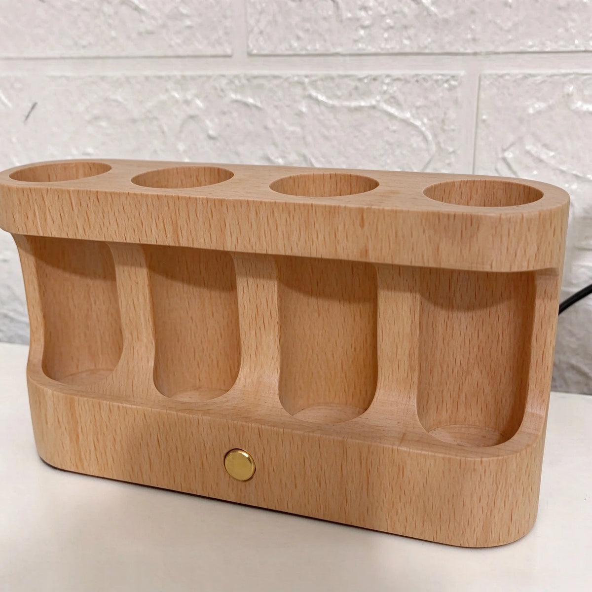 Wooden Hydroponic Planter with LED Light 4 Glass Test Tube Vase Desktop Plant Propagation