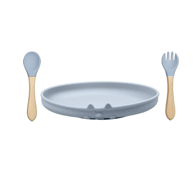 Food Grade Silicone Baby Feeding Set With Cup Bowl Plate Bib Spoon and Fork Easy Clean