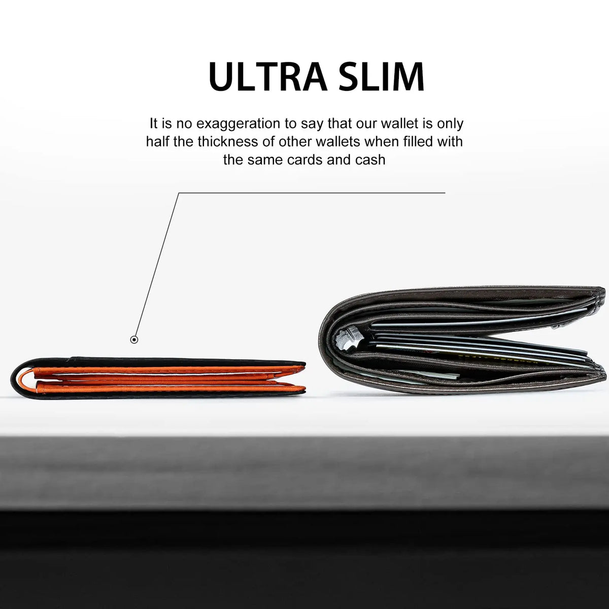 Minimalist Carbon Fiber Leather Bifold Mens Wallet Slim RFID Blocking Credit Card Holder