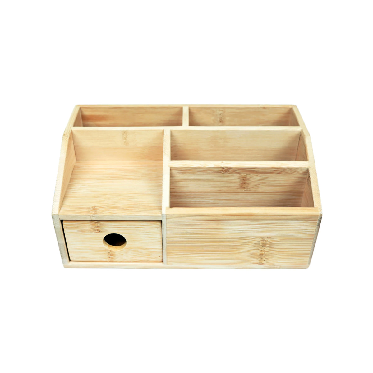 Multifunctional Bamboo Wood Desktop Organizer And Wooden Storage Box Tabletop