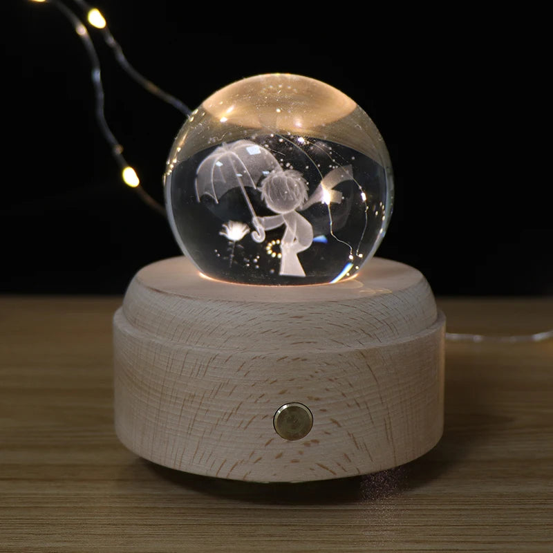 Creative Electronic Gift Lamp Decoration 3D Crystal Ball Night Light With Rotating Music
