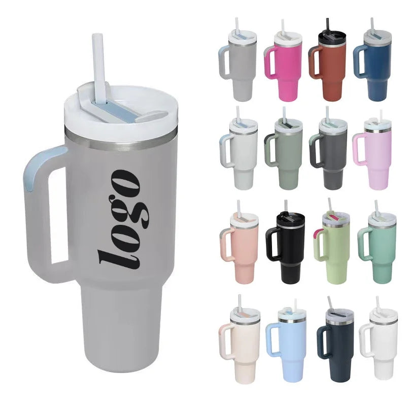 Custom Adventure H2.0 40 Oz Coffee Thermal Cup Stainless Steel Black Insulated Travel Mug