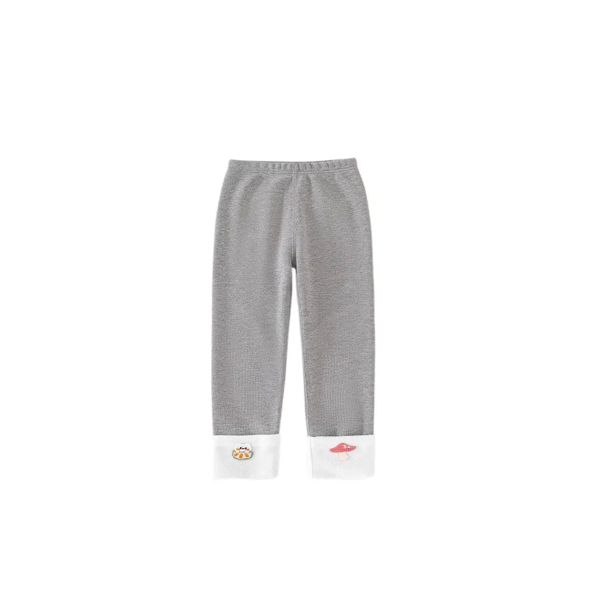 Stylish Cute Girls' Autumn/Winter Fleece-Lined Elastic Waist Leggings & Solid Color Kids'