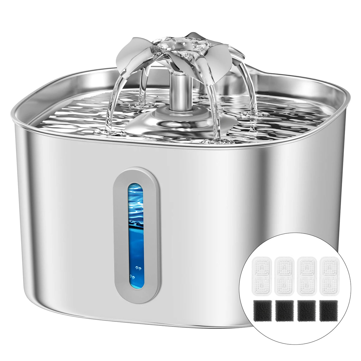 3.2L 304 Stainless Steel Automatic Cat Water Fountain Dog Dispenser Ultra Quiet Silent